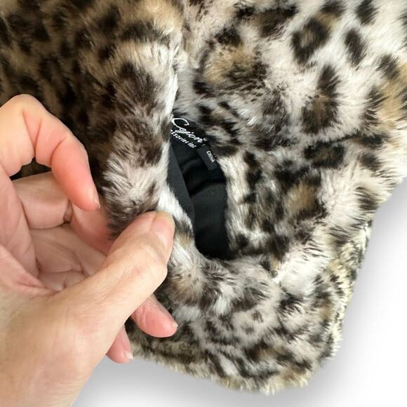 Cejon Accessories Inc Vest Faux Fur Leopard Print Mob Wife Full Front Zip Sz L - Picture 8 of 12